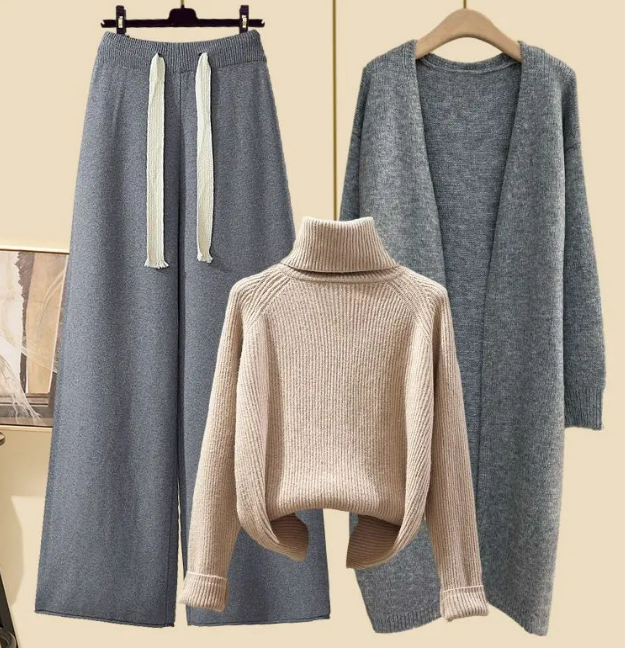 Three-piece Set Sweater Pants Cardigan