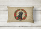 Flat-Coated Retriever Christmas Flowers Throw Pillow