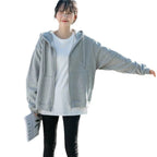 Grey Cropped Hooded Sweatshirt for Women | Streetwear