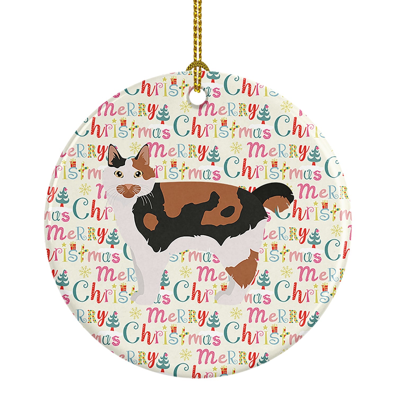 Cymric #2 Cat Christmas Ceramic Ornament