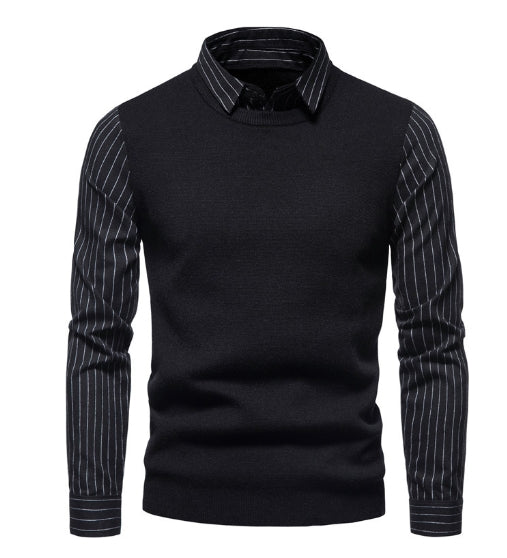 Men's Knitwear Coat with Lapel and Sweater Layering