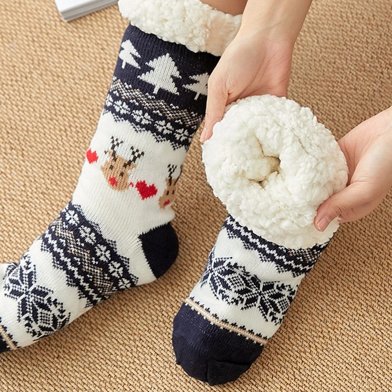 Thick Plush Women's Christmas Mid-Calf Floor Socks