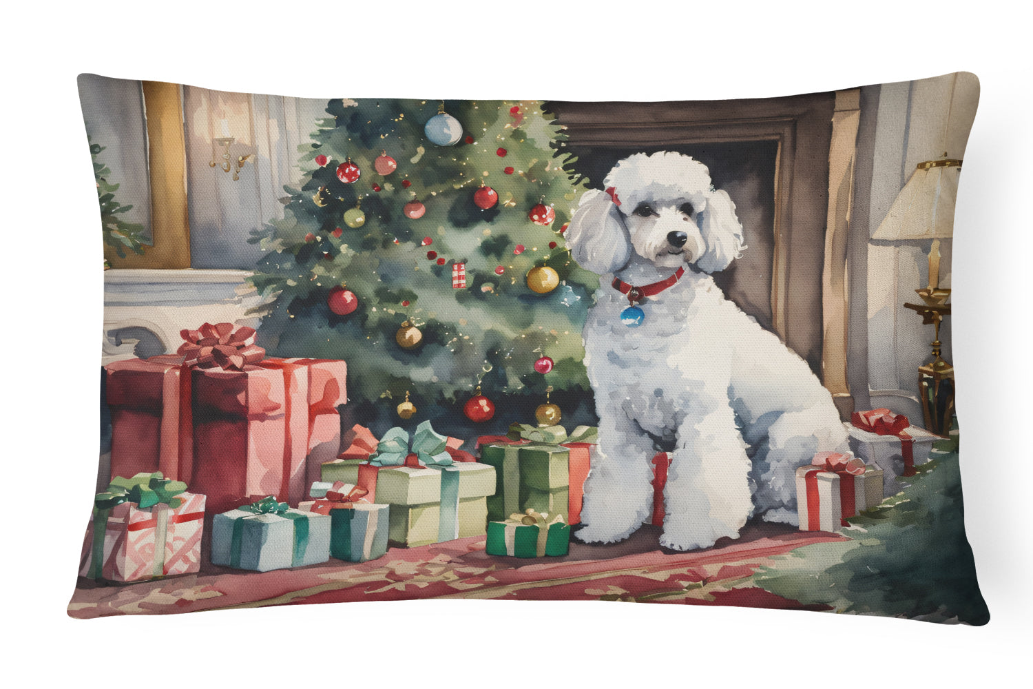 Poodle Cozy Christmas Throw Pillow