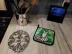 Oregon Rex Cat By the Christmas Tree Pair of Pot Holders