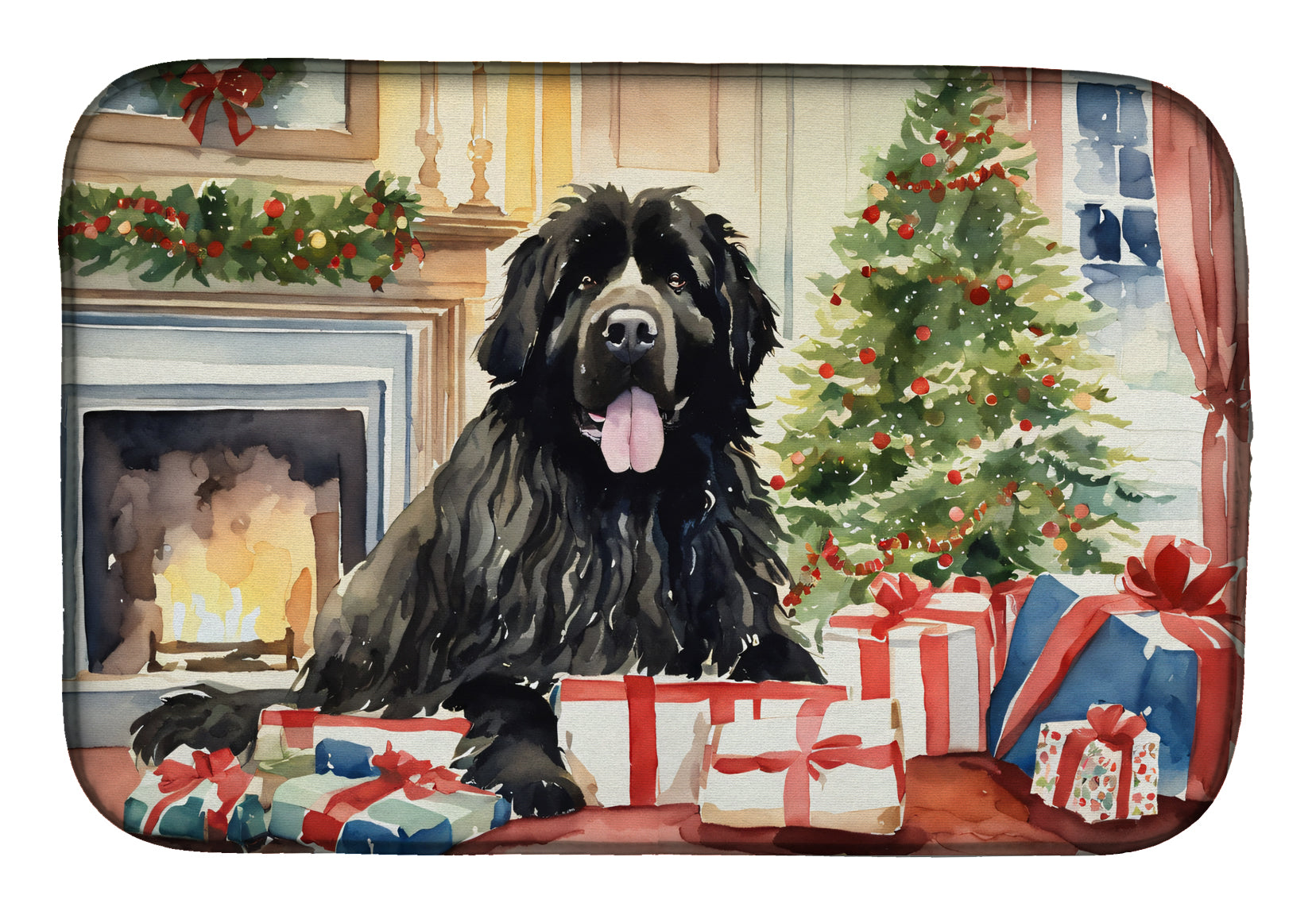 Newfoundland Cozy Christmas Dish Drying Mat