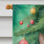 Tonkinese Cat By the Christmas Tree House Flag