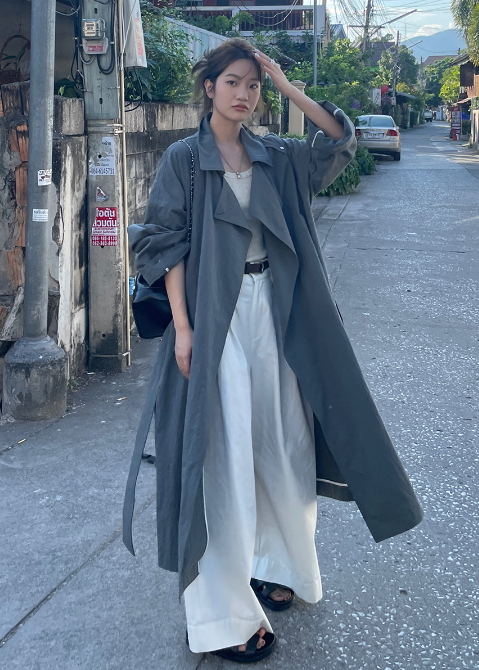 Korean Style Loose British Over Knee Jacket