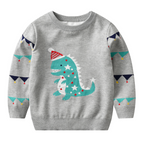 Christmas Dinosaur Jacquard Double Padded Sweater