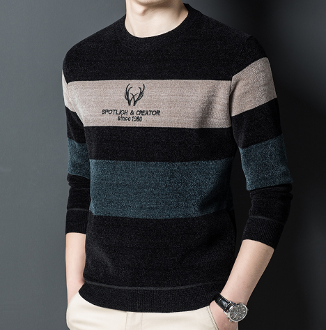 Youth Striped Casual Pullover Sweater | Streetwear