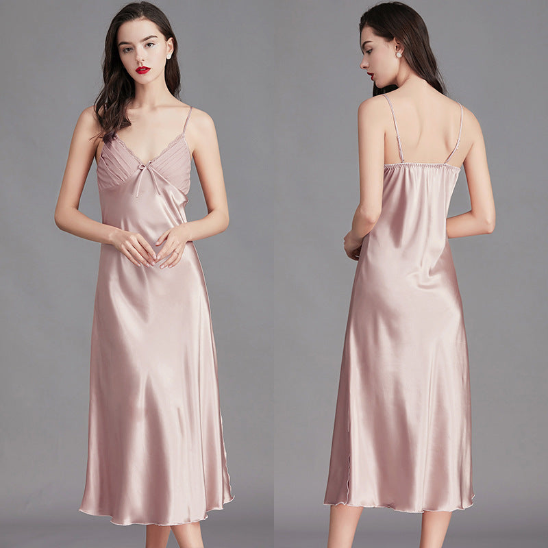 Women’s Silk Long Nightgown - Summer Sleepwear SQ311