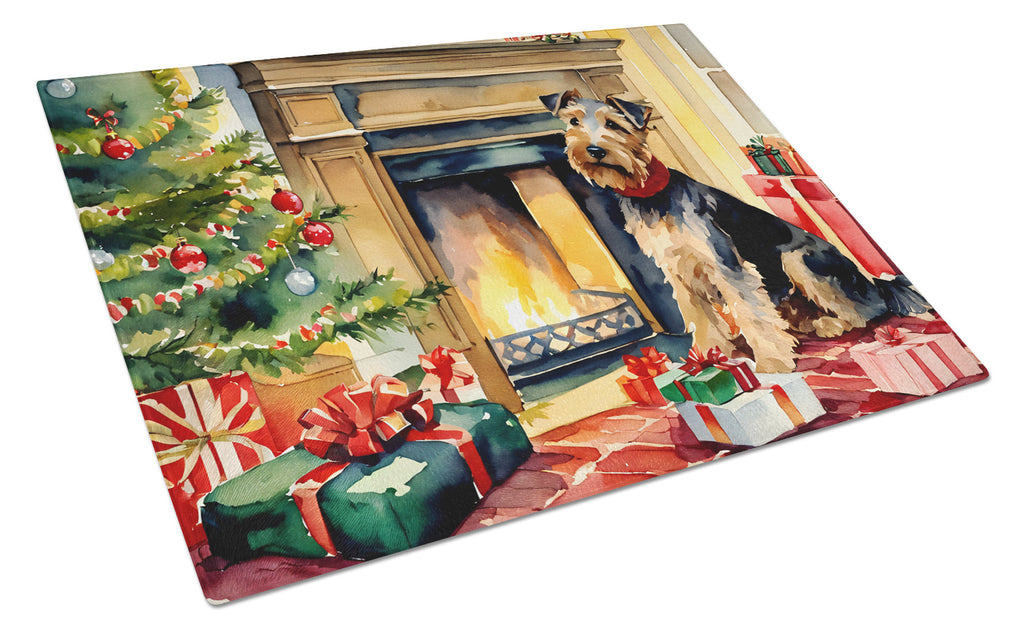 Welsh Terrier Cozy Christmas Glass Cutting Board