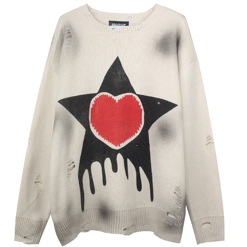 Retro Hand-Painted Heart Hip Hop Sweater for Couples