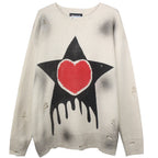 Retro Hand-Painted Heart Hip Hop Sweater for Couples