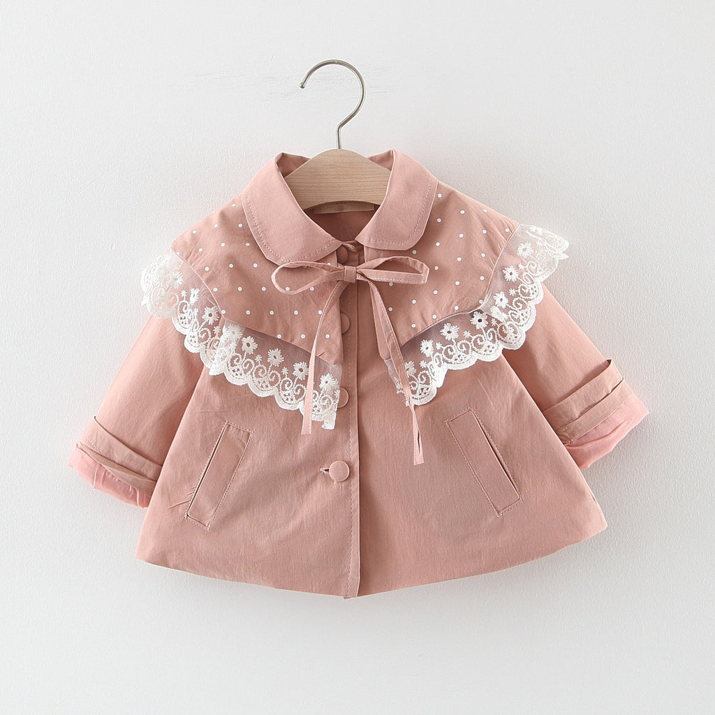Korean Style Lace Trench Coat for Girls Fashion