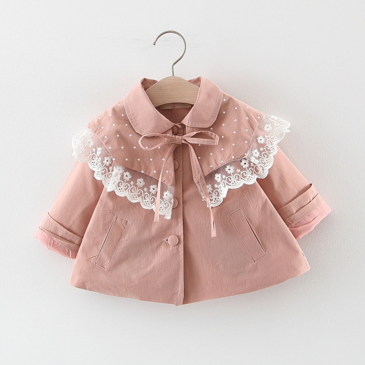 Korean Style Lace Trench Coat for Girls Fashion