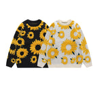 Couples Oversize Knit Sweater with Chrysanthemum Print