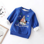 Christmas Snowman Velvet Padded Baby Sweater