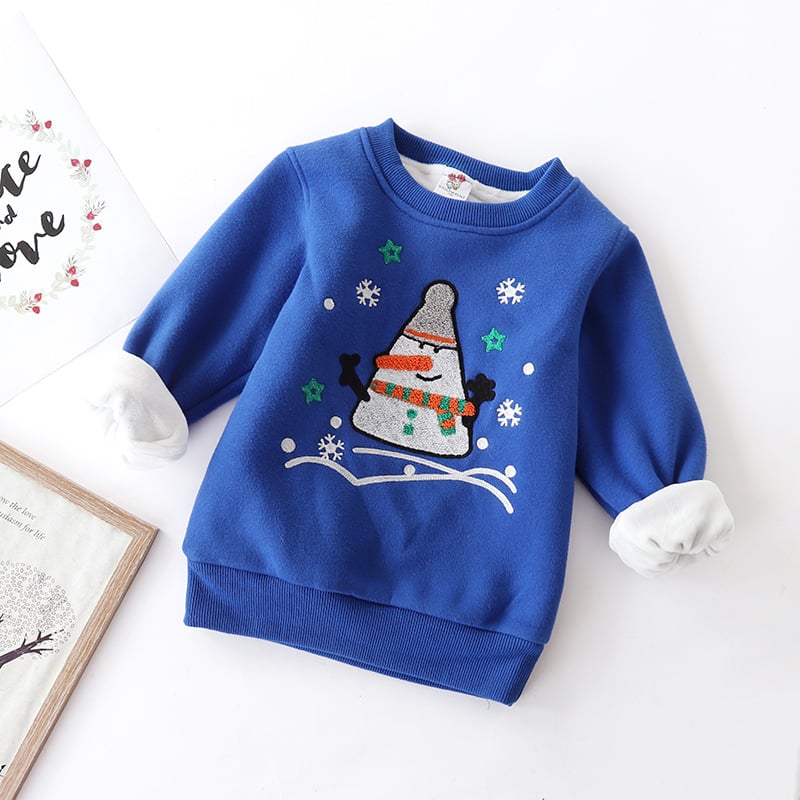 Christmas Snowman Velvet Padded Baby Sweater