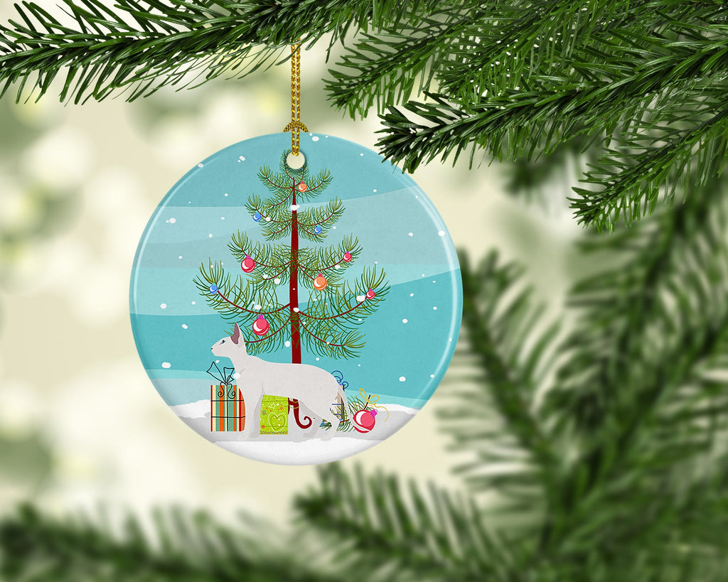Peterbald Cat Christmas Ceramic Ornament