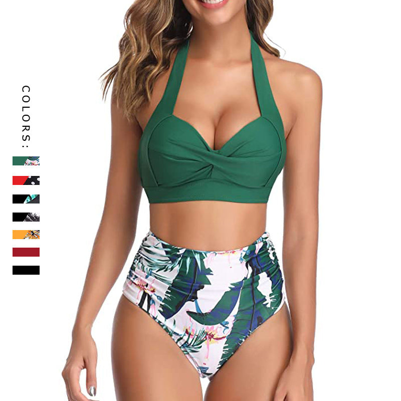 New High-Waisted Printed Bikini Swimwear for Wholesale