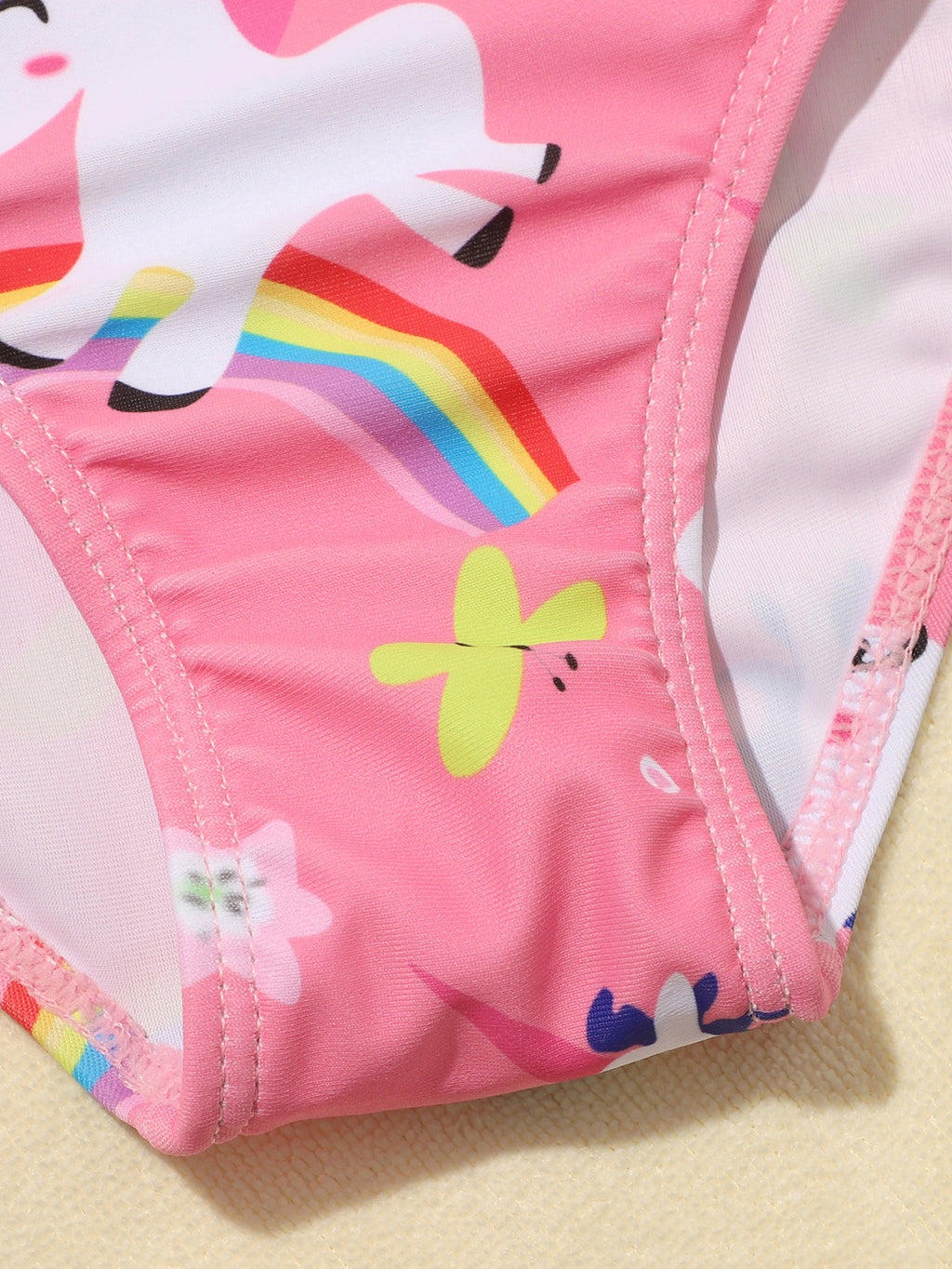 2022 Pink Girls' Split Swimsuit with Zipper and Shorts