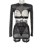 5-Piece Sexy Lingerie Set with Lace and Long Sleeves