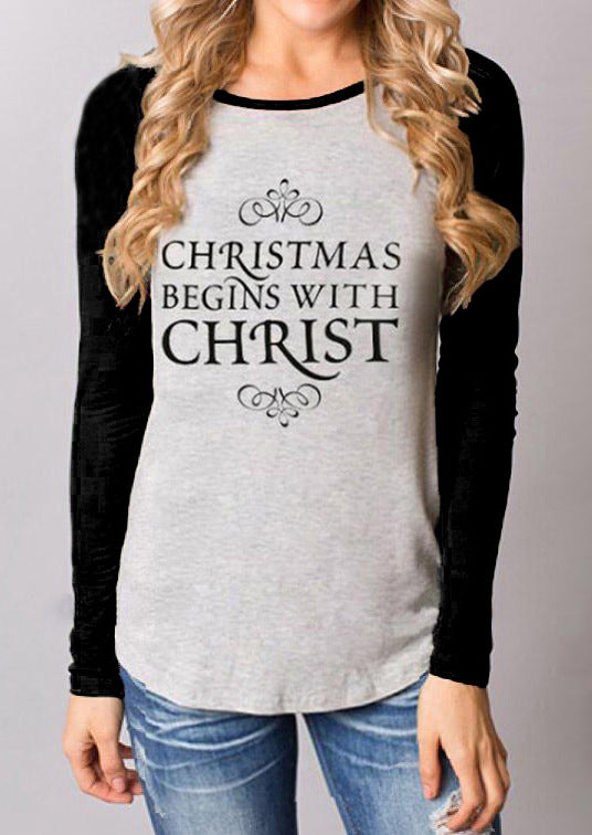Christmas Reindeer Head Graphic Long Sleeve T-Shirt | Streetwear