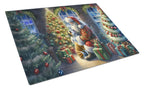 English Bulldog and Santa Claus Glass Cutting Board