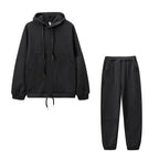 Fashionable Solid Color Hoodie with Large Pockets Set | Streetwear