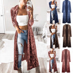 Long Sleeve Velvet Cardigan Windbreaker for Women