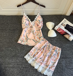 Spring Summer Sexy Camisole Shorts Pajama Set with Pad