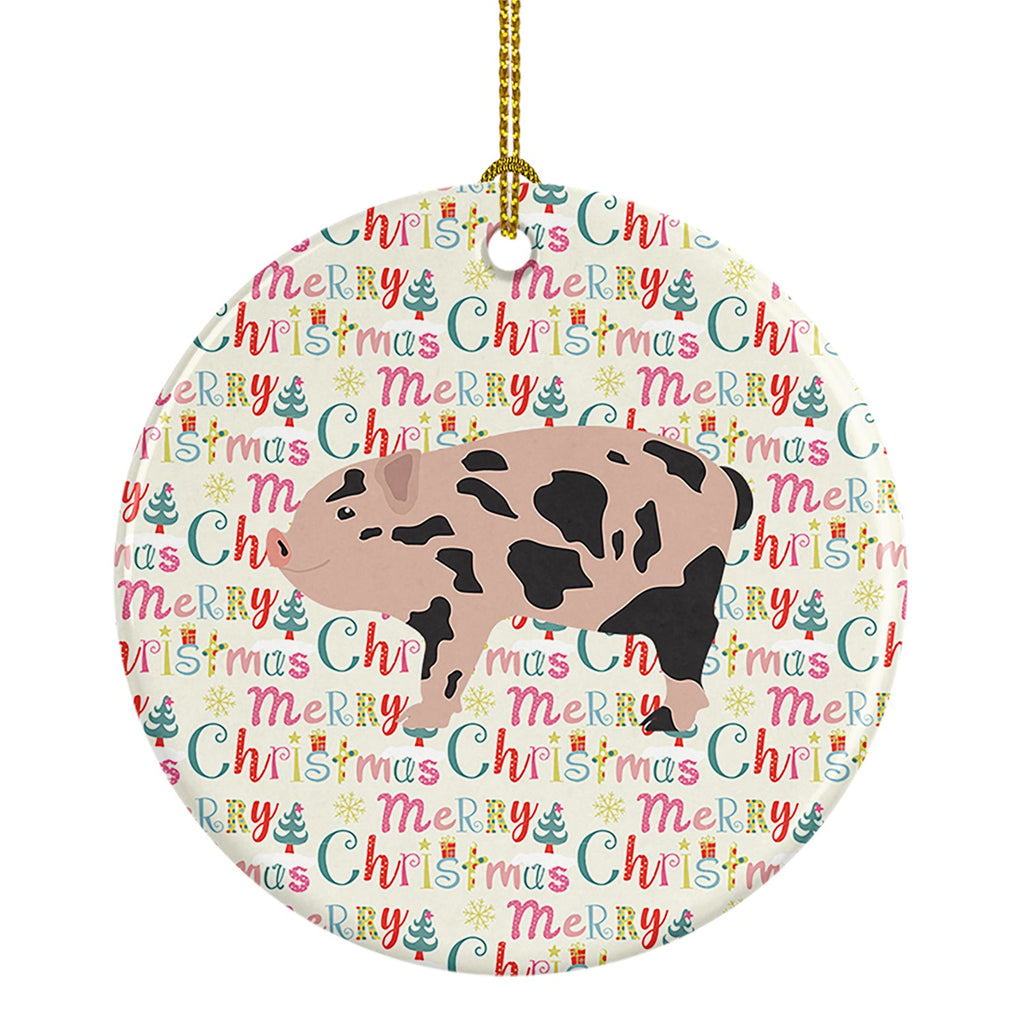 Mini Miniature Pig Christmas Ceramic Ornament