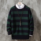 Men's Striped Round Neck Pullover Sweater | Streetwear