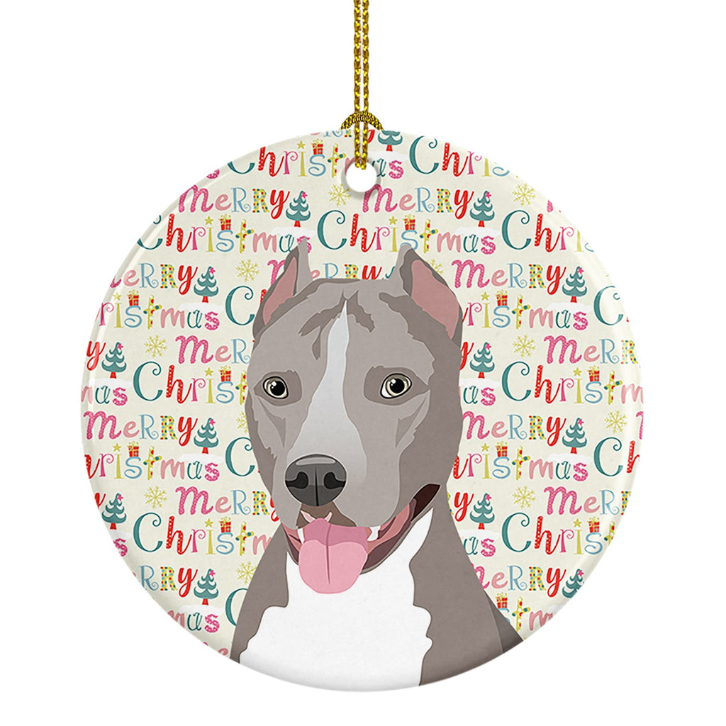 Pit Bull Blue #5 Christmas Ceramic Ornament