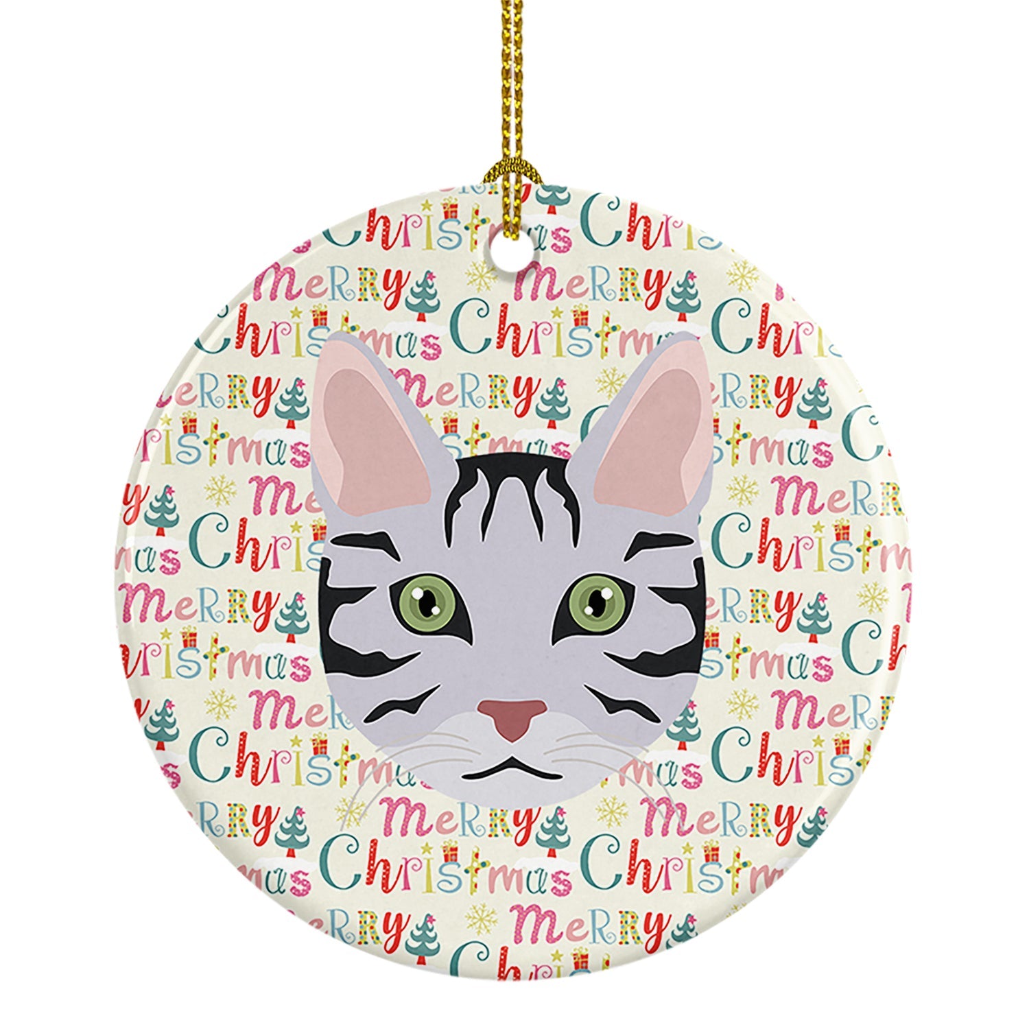 Serengeti Cat Christmas Ceramic Ornament