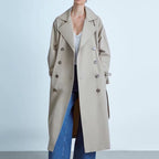 Vintage Women's Double Breasted Over Knee Trench Coat