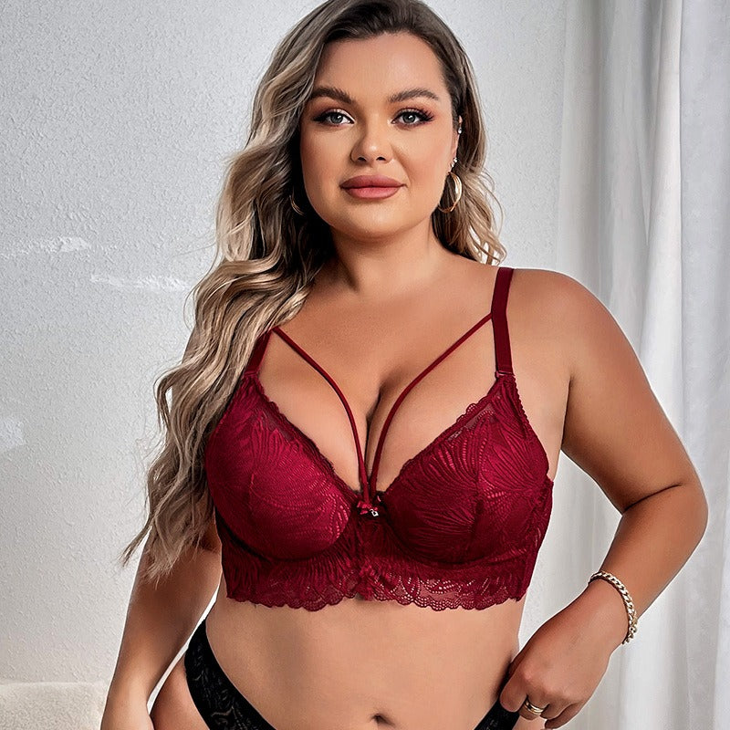 Large Size Women's Adjustable Lace Bra with Thin Straps