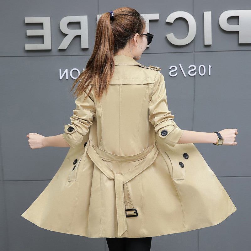 Plus Size Slim Mid-Length Women's Trench Coat