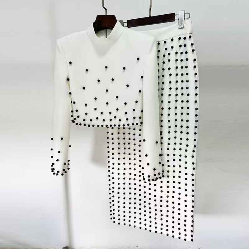 Beaded Half Turtleneck Suit
