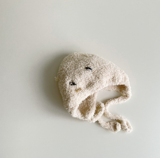 All-Match Plush Bear Baby Wool Hat | Embroidered Cap