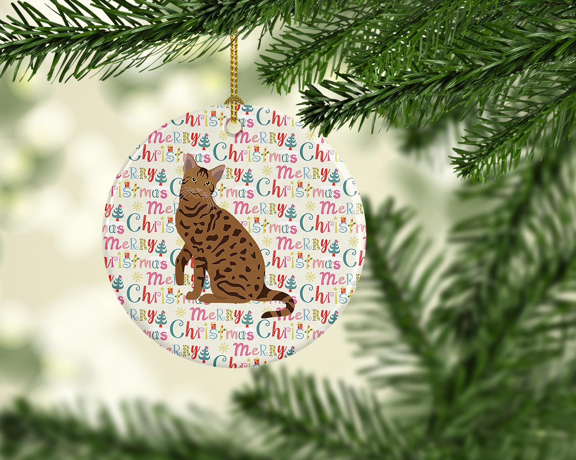 Ocicat #2 Cat Christmas Ceramic Ornament