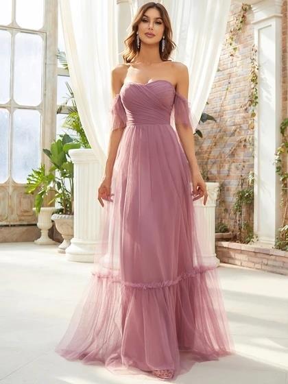 Off-Shoulder Tube Top Evening Dress for Women