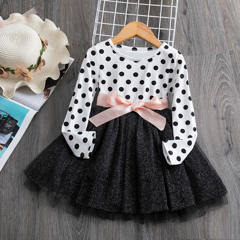 Kids Santa Long Sleeve Winter Christmas Party Dress