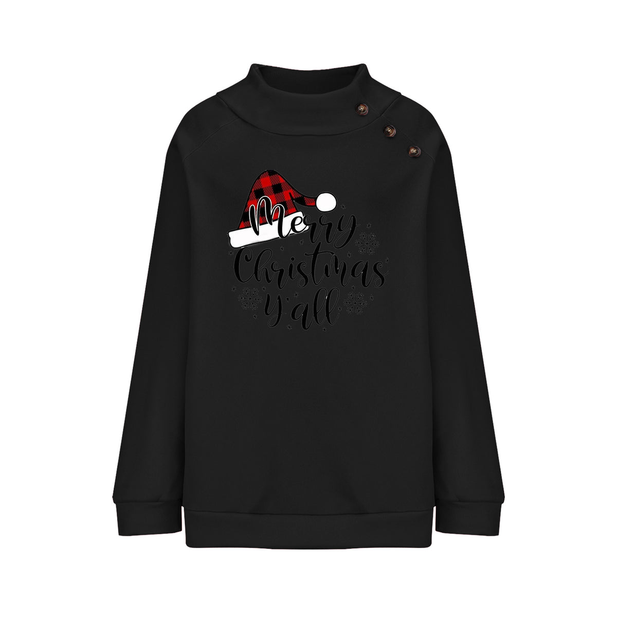 Cartoon Christmas Printed Turtleneck Sweatshirt for Women | Streetwear