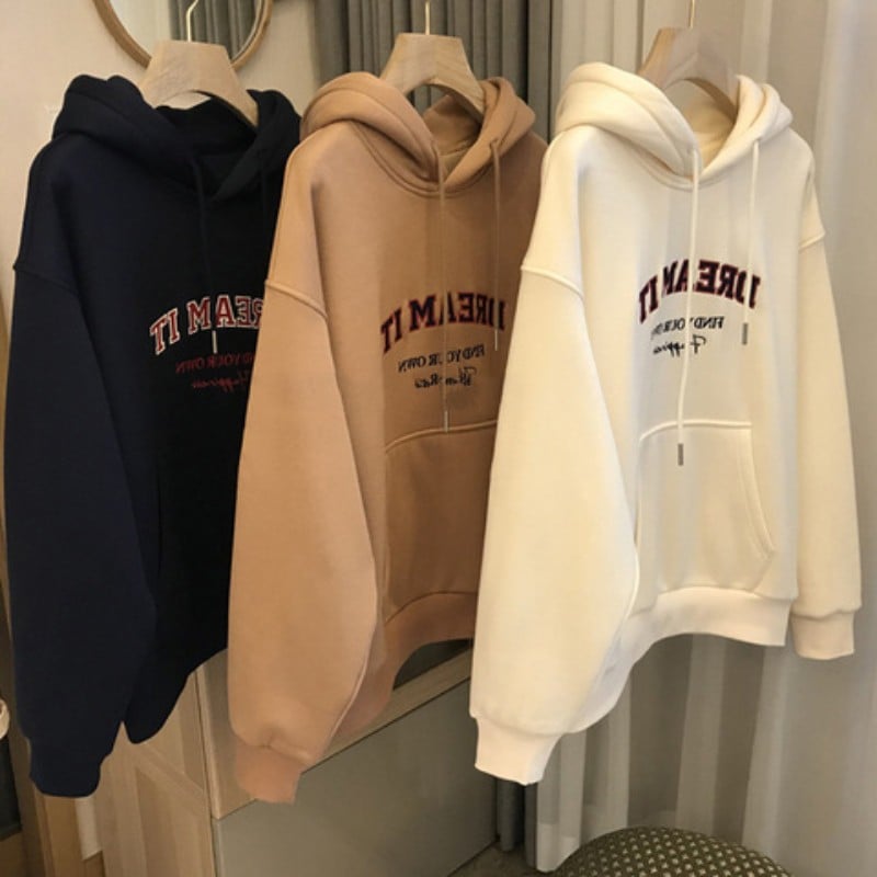 Fleece-lined Hooded Sweatshirt for Women (Loose Fit) | Streetwear