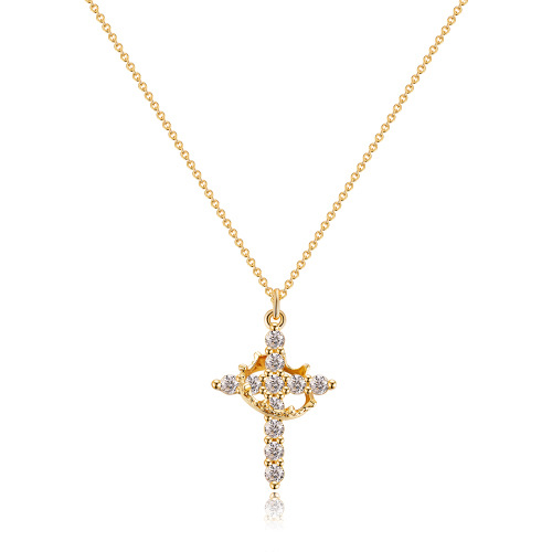 [Duplicate] Rotatable Cross Crown Necklace
