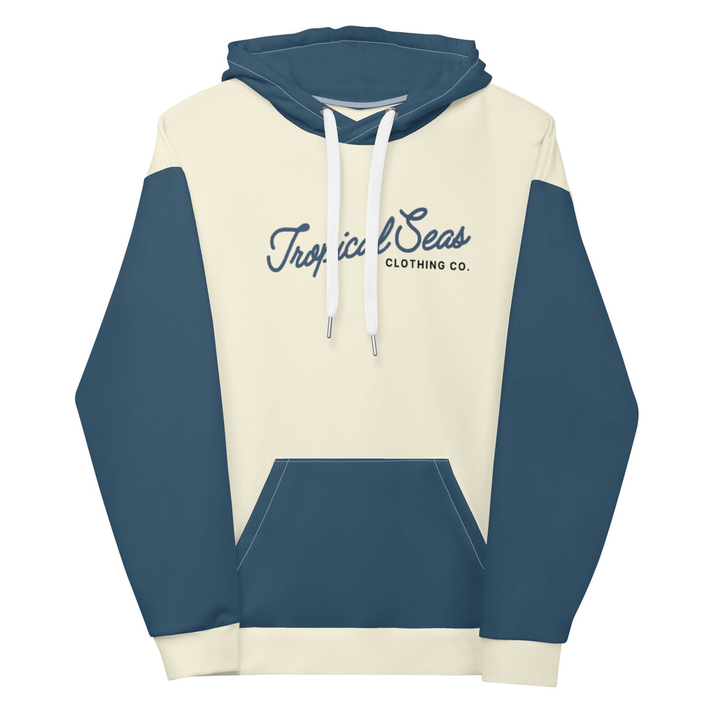 Navy & Off White Two-Toned Tropical Seas Hoodie | Streetwear