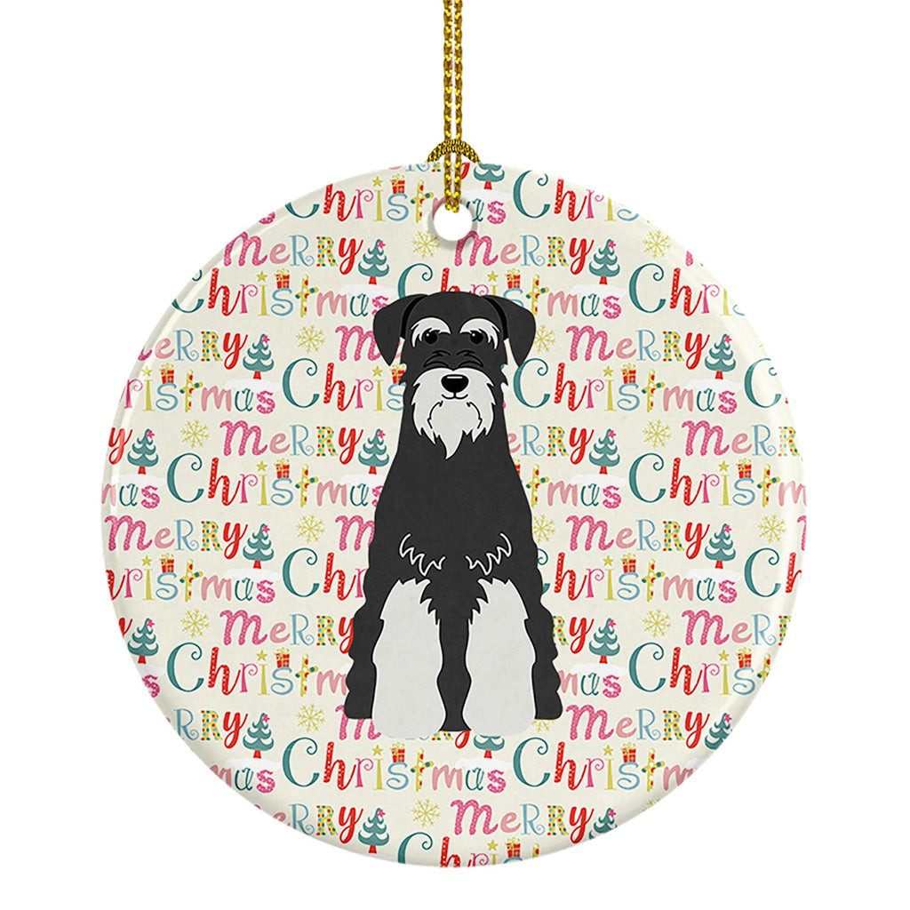 Merry Christmas Standard Schnauzer Salt and Pepper Ceramic Ornament