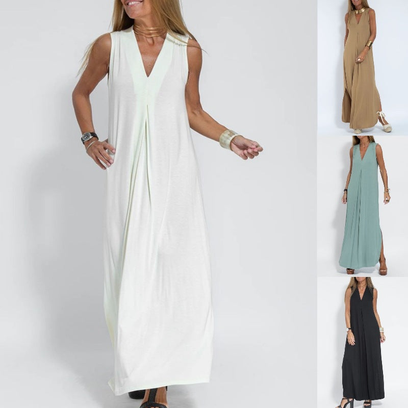 Olid Color V-neck Pullover Dress Cardigan Jacket | Streetwear