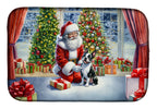 Boston Terrier and Santa Claus Dish Drying Mat